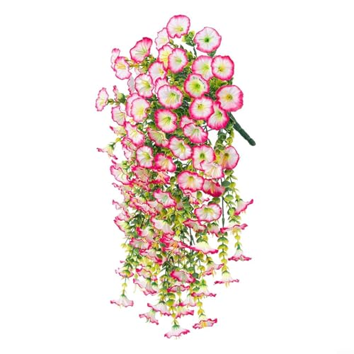 URPIZY Künstliche Hängende Prunkwinde Blumen - Lebensechte Outdoor Dekoration 75cm Lang für Garten Wand Zaun(Rosa) von URPIZY