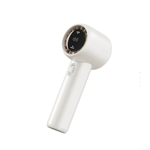 URPIZY Mini Handventilator USB Wiederaufladbar Mit Digitalanzeige Stufen Einstellbar Leiser Betrieb Kompakt Für Reisen Outdoor(White) von URPIZY