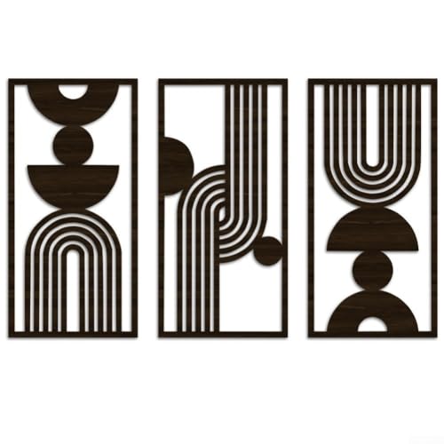 URPIZY Modernes, Abstraktes 3-teiliges Wandkunst-Set Mit Geometrischen Designs Für Die Wanddekoration Im Wohnzimmer, Schlafzimmer Oder Büro(Schwarz) von URPIZY