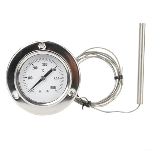 URPIZY Ofen Thermometer Edelstahl 0-600°C, 100Mm Fühler Mit 1.5m Kapillarleitung, Analoges Zifferblatt Für Präzise Messung In Küche, Backofen Und Industrie von URPIZY