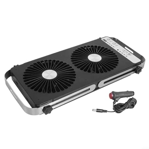 URPIZY RV Dach Fenster Ventilator Doppelreihen Lüfter Mit 4 Geschwindigkeiten Einstellbar Ausziehbar 37.5-58.9cm Wohnmobil Belüftung Für Camping Auto Wohnwagen(Black) von URPIZY