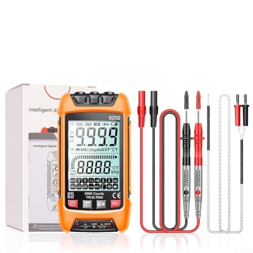 URPIZY SZ02 Smart Digital Multimeter 6000 Zählung RMS Automatisches Kapazitätsmessgerät mit LED-Beleuchtung für Spannung Strom Widerstand Durchgangsprüfung(orange-SZ02) von URPIZY