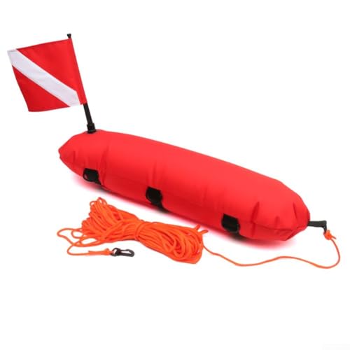 URPIZY Scuba Diving Float Boje Marker Mit D-Ringen 78 £ Auftrieb PVC Signalflagge 25 M Linie Für Unterwasseraktivitäten Speerfischen(Red) von URPIZY