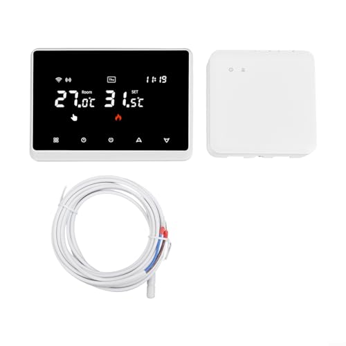 URPIZY Smart WiFi Thermostat Programmable With RF Receiver 868MHz, Voice, APP Control For Gas Boilers & Underfloor Heating, Wireless Touch Display Temperature Controller(White + Sensor) von URPIZY