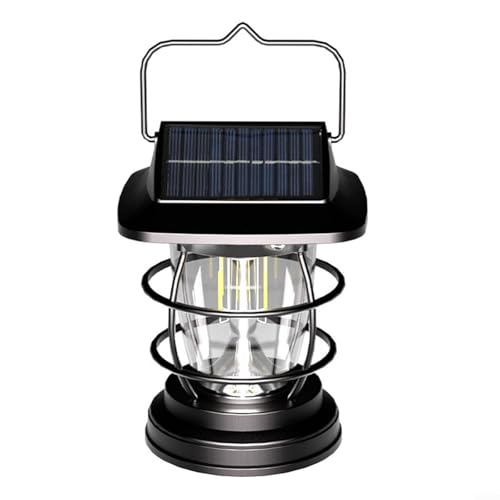 URPIZY Solar LED Laterne Vintage 2-in-1 Design IP65 Wasserdicht Garten für Deko Außenbeleuchtung Campinglampe Schwarz 12.3x12.3x17.2cm von URPIZY