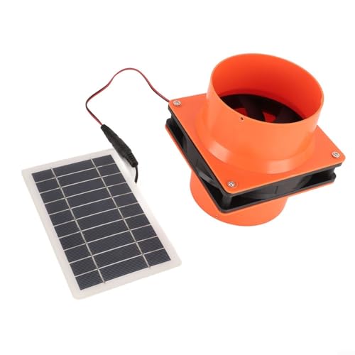 URPIZY Solar Lüftungsventilator 12V Mit 10W Solarpanel Rund Abluftventilator Für RV Camping Gewächshaus Dachboden Boot Ventilator System(orange) von URPIZY