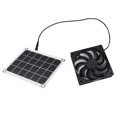 URPIZY Solarbetriebener Ventilator 10W 5V Photovoltaik-Panel Abluftventilator Für Hunde Hühnerhaus Gewächshaus IP65 Wasserdicht Geruchsbeseitigung Umweltfreundlich 22 * 19CM von URPIZY