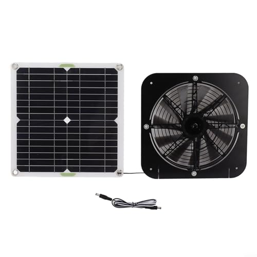 URPIZY Solarpanel-Abluftventilator-Set 50W, Hochleistungs-Belüftungssystem Für Hühnerställe Und Gewächshäuser, Automatische Geschwindigkeitsanpassung, Wasserdichtes Design, Sicherheitsnetz von URPIZY