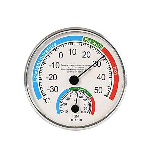 URPIZY Thermometer für den Innen- und Außenbereich, kabellos, Wetterzifferblatt, Hygrometer, Thermometer, Temperatur- und Luftfeuchtigkeitsmesser, analoger Monitor, Babyzimmer, Gewächshaus für Wände von URPIZY