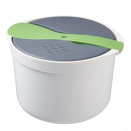 URPIZY Tragbarer Mikrowellen-Reiskocher Und Dampfgarer Aus PP, Multifunktionaler Topf Mit Sieb Zum Dampfgaren Von Gemüse, Kochen Von Pasta Und Reis, Spülmaschinenfest, Kompakt(Green) von URPIZY
