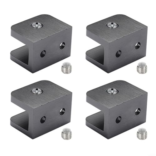 URPIZY Verstellbare Kupfer Glasregal Klammern Für 10-12mm Glasplatten, Glashalter Wandmontage Ohne Bohren, Glasbodenträger Für Badezimmer Küche, 4 Stück(Black) von URPIZY