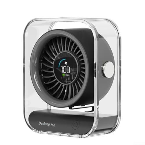 USB Schreibtischventilator mit LED Anzeige 100 Geschwindigkeiten Energieeffizient Einstellbarer Luftstrom Turbinenblätter Mehrwinkel Luftzirkulation Perfekt für Büro Zuhause Camping(Black) von URPIZY
