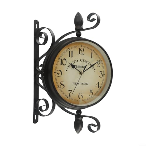 Vintage Wanduhr Doppelseitiges Design mit 360 Grad Drehung Eisenmaterial Antik Stil Quarzwerk Große Zahlen 8 Zoll Durchmesser Leises Uhrwerk Für Wohnzimmer Lobby Veranda Flur Braune Vintage Wanduhr Doppelseitiges Design mit 360 Grad Drehung Eisenmaterial Antik Stil Quarzwerk Große Zahlen 8 Zoll Durchmesser Leises Uhrwerk Für Wohnzimmer Lobby Veranda Flur Braune von URPIZY