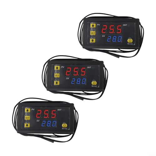 W3230 Digitales Thermostat Set 3 Stück Präzise Temperaturregelung LCD Anzeige Kompakt und leicht Zwei Betriebsmodi Kühlen oder Heizen Wasserdichter Edelstahlsensor Individuell kalibrierbar(24V) von URPIZY