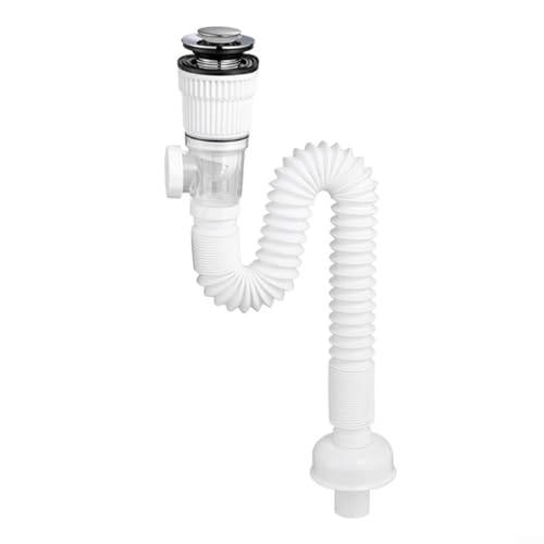 Waschbecken Ablaufgarnitur Pop-Up Siphon Set mit Überlaufschutz Flexibler Abflussschlauch 360-880mm Ausziehbar für Badezimmer Waschtisch Waschbecken Ablaufgarnitur Pop-Up Siphon Set mit Überlaufschutz Flexibler Abflussschlauch 360-880mm Ausziehbar für Badezimmer Waschtisch von URPIZY