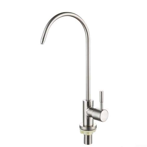 Wasserhahn Für Küche Trinkwasser Edelstahl Einhebelgriff Filtertechnologie 4 Punkte Einfache Installation Kompakte Bauweise Silber Schwarz Gold Grau 27 cm Für Direktes Trinken platzsparend(Silver) von URPIZY