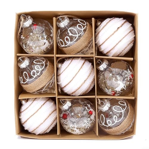 Weihnachtskugel für Deko Set 9 Stück Bruchsicher PET 8 cm Exquisite Optik Lebendige Farben Für Weihnachten Hochzeit Haus Gartendekoration Party Hängedeko Spielzeug(Style 1) von URPIZY