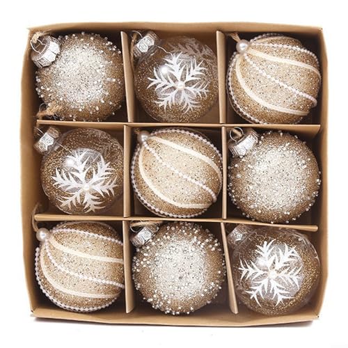 Weihnachtskugel für Deko Set 9 Stück Bruchsicher PET 8 cm Exquisite Optik Lebendige Farben Für Weihnachten Hochzeit Haus Gartendekoration Party Hängedeko Spielzeug(Style 2) von URPIZY