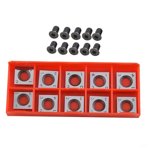 Wendeschneidplatten,Wendeplatten Wendemesser 10 Stück Ersatzklingen, Hartmetalleinsätze Vierkant seitig geschärft Austauschbare Hartmetall für Planfräser für Holz Drechselwerkzeug (14x14x2mm) von URPIZY