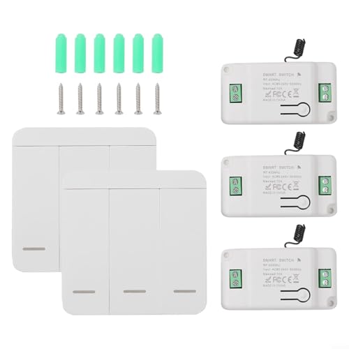 Wireless Switch Kit Mit 200 m Reichweite Für Beleuchtungssteuerung In Großräumen Kein Umverdrahten 433 MHz RF Signal Erweiterbares System Kompakter Empfänger Weiß Für Flure Garage Außen Wireless Switch Kit Mit 200 m Reichweite Für Beleuchtungssteuerung In Großräumen Kein Umverdrahten 433 MHz RF Signal Erweiterbares System Kompakter Empfänger Weiß Für Flure Garage Außen von URPIZY