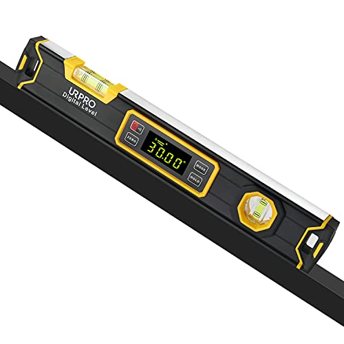 URPRO Neigungsmesser, digitales Torpedo-Niveau und Winkelmesser Neodym-V-Groove-Magnete Helles LCD-Display Smart Level IP54 staub-/wasserdicht von URPRO