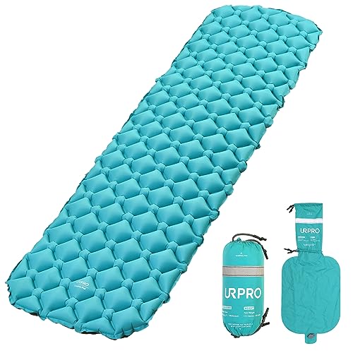 URPRO Camping-Isomatte, Luftmatratze – aufblasbar, Ultraleicht, ergonomisches Design, kompakte Airpad-Matte, Rucksackreisen, Wandern, Outdoor-Aktivitäten, Grün von URPRO