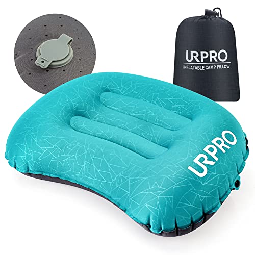 URPRO Ultraleichtes aufblasbares Camping-Reisekissen – komprimierbares, kompaktes, bequemes, ergonomisches aufblasbares Kissen für Nacken- und Lendenwirbelstütze, Camp, Wandern, Rucksackreisen von URPRO