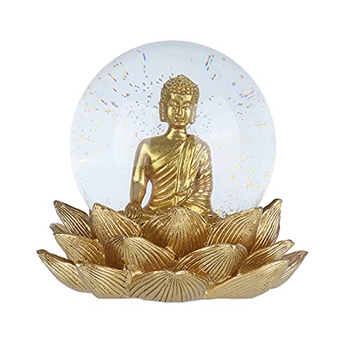 URRNDD Schneekugel Wasserkugel Buddha Statue Kristallkugel Desktop Ornament Dekorationen für Home Office Tabletop Decor(Seerose) von Cikonielf