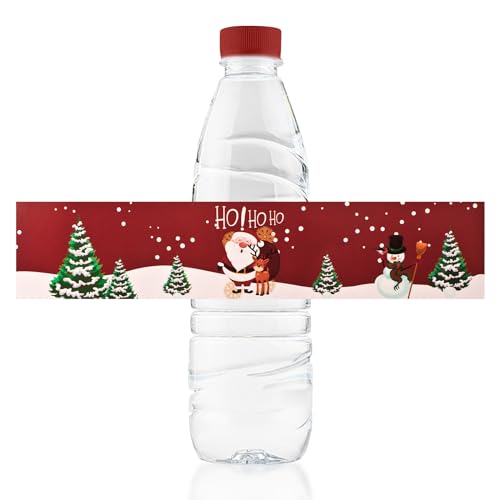 URROMA 48 stücke Wasser Flasche Etiketten Weihnachten, Rot Weihnachtsbaum Schneemann Weihnachten Muster Flasche Etikett Aufkleber Kleber Weinflasche Abdeckungen Weihnachten Party Supplies von URROMA