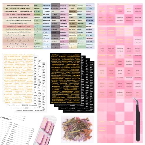 URROMA Bibel-Tabs, 22 Blatt Bibelschrift-Aufkleber-Set mit 80 Blumen-PET-Aufklebern und Pinzette, farbiges Tagebuch-Set für einfache Navigation URROMA Bibel-Tabs, 22 Blatt Bibelschrift-Aufkleber-Set mit 80 Blumen-PET-Aufklebern und Pinzette, farbiges Tagebuch-Set für einfache Navigation von URROMA