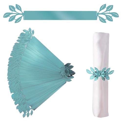 URROMA Reflektierender Serviettenring, 50 St點k, spiegelnd, gr黱-Blaue Bl鋞ter, Serviettenverschluss, dekorative Handtuchschnalle, Hochzeitsserviettenband, Papierserviettenhalter URROMA Reflektierender Serviettenring, 50 St點k, spiegelnd, gr黱-Blaue Bl鋞ter, Serviettenverschluss, dekorative Handtuchschnalle, Hochzeitsserviettenband, Papierserviettenhalter von URROMA