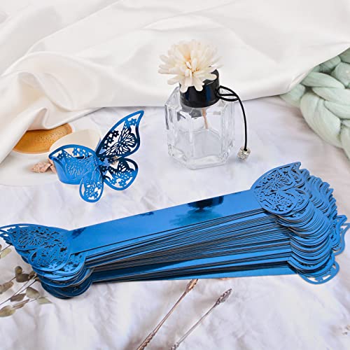 URROMA Serviettenringe, 50 Stück blau reflektierende Schmetterling für Tischdekoration Valentinstag Thanksgiving Weihnachten Jahrestag Dinners von URROMA