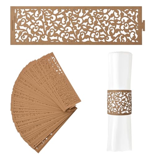 URROMA Serviettenringe, 50 Stück Kraftpapier Rebe Serviette Ringe Serviette Ringhalter für Weihnachten Mittagessen Thanksgiving Party Urlaub Hochzeit Tischdekoration von URROMA