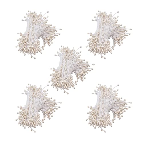 URROMA White Pearly Stamens für Kunsthandwerk, 1800 Pcs Stamens für künstliche Blumen DIY Hochzeit Party Home Scrapbook Dekoration 3mm von URROMA