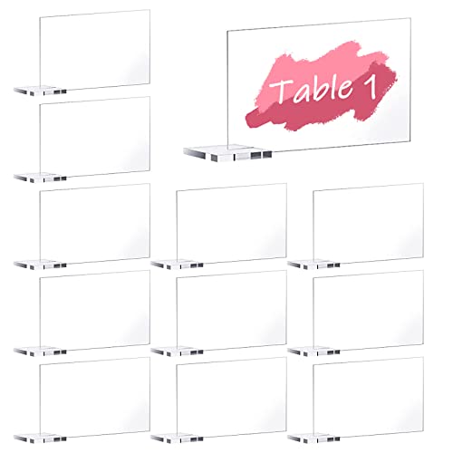 URROMA Transparente Acryl-Tischkarten für Hochzeiten, 36 Stück, blanko, rechteckig, Acryl-Namensschild mit Ständer, handgeschriebene Namensnummer, Sitztabelle für Hochzeitsempfang von URROMA