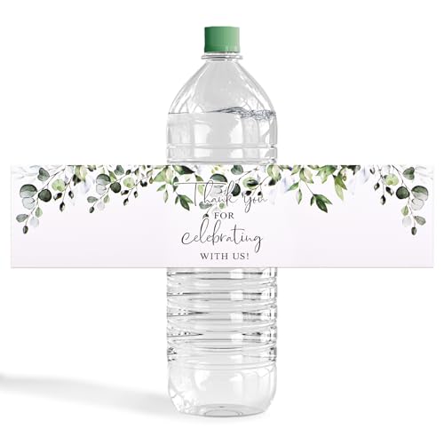 URROMA Wedding Water Bottle Labels Thank You, 50 Pcs Greenery Plant Water Bottle Wraps Sticker Water Bottle Labels Personalized for Birthday Baby Shower URROMA Wedding Water Bottle Labels Thank You, 50 Pcs Greenery Plant Water Bottle Wraps Sticker Water Bottle Labels Personalized for Birthday Baby Shower von URROMA
