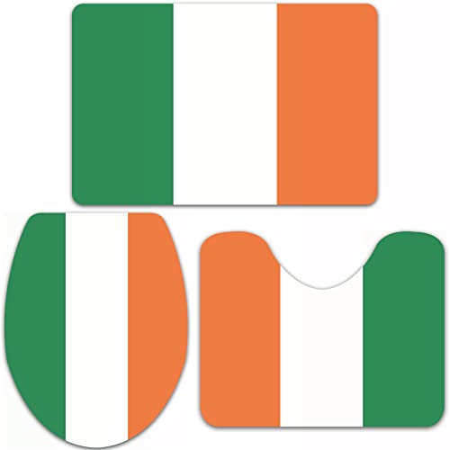 Badteppich-Set 3-teilige, rutschfeste,Rot, Genauigkeit, einfache Flagge von Irland, irisch, richtige Größe, Proportion, Farben, gena,rutschfeste Badematte, U-förmiger Konturteppich und Toilettendeckel von URSOPET
