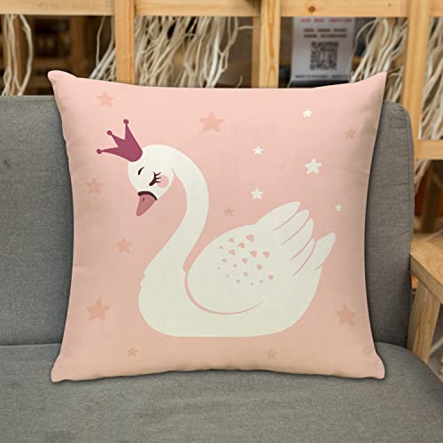 Kissenbezug Zierkissenbezug Dekorative,T-Stück Baby-Nette Prinzessin Swan On Pink Girl Birthday Graphic Queen Sweet,Dekokissen Deko mit Verstecktem Reißverschluss für Sofa Büro Bett 45x45 cm von URSOPET