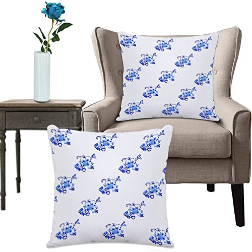 Kissenhülle Super Weich Home Decoration,Heimdekoration,Antikes Delfter Blau Stil Aquarell Traditionelles niederländisches Blumenmuster mit Blumen und Kn,Pillowcase Sofakissen für Wohnzimmer Sofa Bed von URSOPET