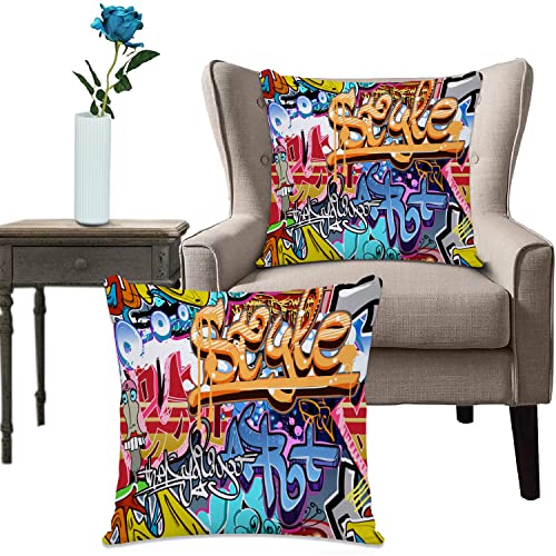 Kissenhülle Super Weich Home Decoration,Heimdekoration,Bunte Graffiti-Graffiti-städtische Straßen-Graffiti-städtische Rap-Graffiti,Pillowcase Sofakissen für Wohnzimmer Sofa Bed von URSOPET