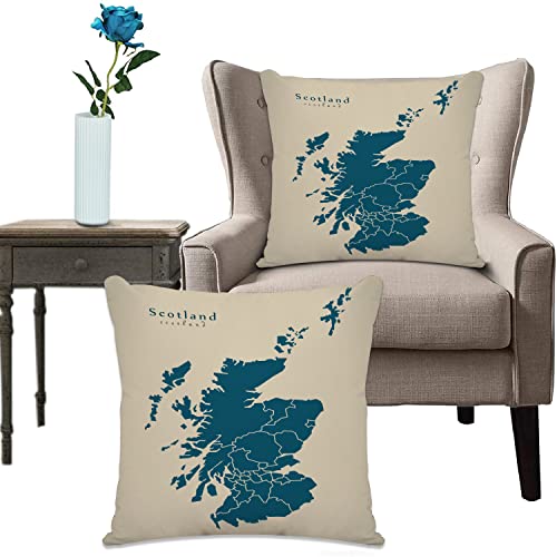 Kissenhülle Super Weich Home Decoration,Heimdekoration,City Modern Map Schottland mit Regionen UK Edinburgh,Pillowcase Sofakissen für Wohnzimmer Sofa Bed von URSOPET