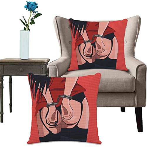 Kissenhülle Super Weich Home Decoration,Heimdekoration,Erotische Stripperin, sexy Mädchen, hinter Handschellen, Gesäß, Erwachsener, Arsch, Design, Rücke,Pillowcase Sofakissen für Wohnzimmer Sofa Bed von URSOPET