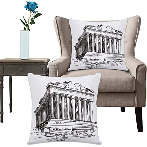 Kissenhülle Super Weich Home Decoration,Heimdekoration,Stadt Akropolis Griechenland Parthenon Skizze griechische weiße Säule Zivilisation Bleistift Temp,Pillowcase Sofakissen für Wohnzimmer Sofa Bed von URSOPET