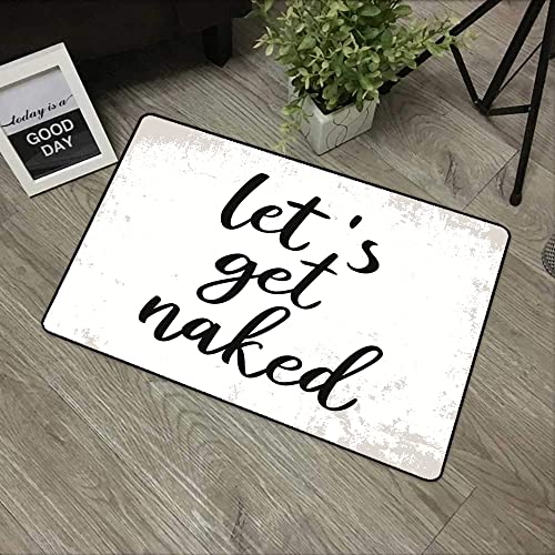 Rutschfester Badvorleger,,Lets Hipster Phrase Sign Get Typografie Naked Funny Quote Calligraphy Abstract Textures Tomorrow,,Mikrofaser Duschvorleger Teppich für Badezimmer Küche Wohnzimmer 40x60 cm von URSOPET