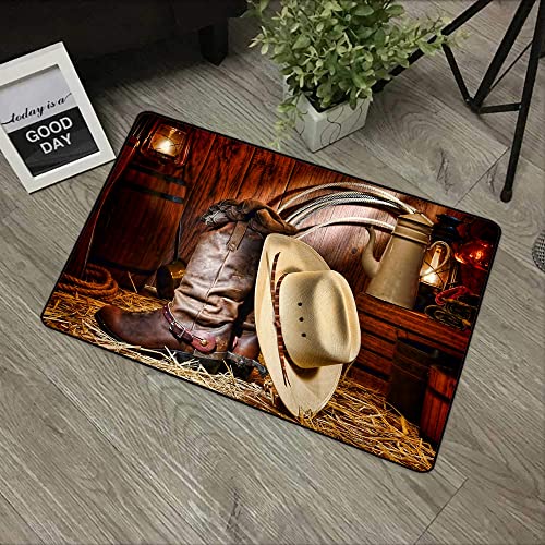 Rutschfester Badvorleger,,Western Set, authentische Rodeo-Elemente aus dem amerikanischen Westen mit antiker Ranch, vorhanden,,Mikrofaser Duschvorleger Teppich für Badezimmer Küche Wohnzimmer 40x60 cm von URSOPET