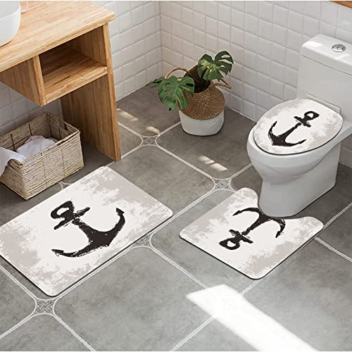 URSOPET Badezimmer Set, rutschfeste Badematte und WC-Vorleger-Set, Anker weich, wasserabsorbierend,WC-Garnitur, 3-teilig von URSOPET