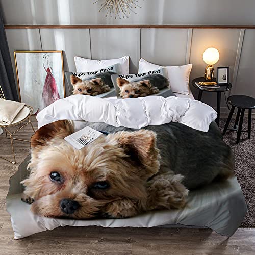 URSOPET Bettwäsche-Set,Mikrofaser,Hunde wischen Ihre Yorkie Yorkies Yorkshire Terrier Fotografie ab,1 Bettbezug 220 x 240 cm + 2 Kopfkissenbezug 80x80cm von URSOPET