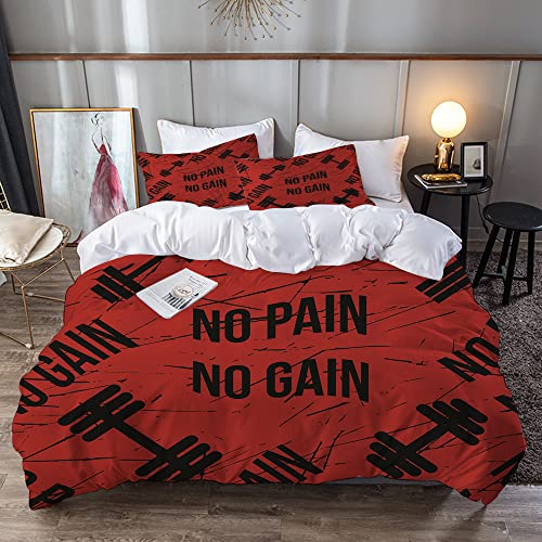 URSOPET Bettwäsche-Set,Mikrofaser,Kein Bodybuilding Seamless Pain Gain Red Gym Blood Signs Symbole Texturen Dirty Backdrop Pattern,1 Bettbezug 200 x 200 cm + 2 Kopfkissenbezug 80x80cm von URSOPET