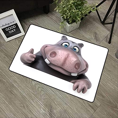 URSOPET Rutschfester Badvorleger,,Cartoon Fun Hippo Fat African African Animal Belly,,Mikrofaser Duschvorleger Teppich für Badezimmer Küche Wohnzimmer 40x60 cm von URSOPET