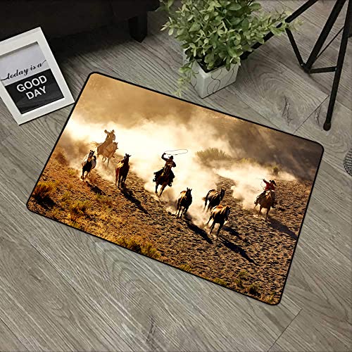 URSOPET Rutschfester Badvorleger,,Cowboys, die verblichene Pferde jagen,,Mikrofaser Duschvorleger Teppich für Badezimmer Küche Wohnzimmer 40x60 cm von URSOPET